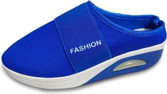 Generic 2026 Womens Summer Fashion Solid Color Fine Mesh Wrapped Toe Slippers Comfortable Non Slip Beach (Blue, 4.5)