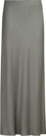 Brunello Cucinelli Midi Rok met Zijsplit - Dames - Maxi Rokken - Grijs - XS - Leer - Rokken