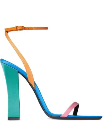 Saint Laurent 110mm Dominique sandals - women - Sheepskin/Silk/Viscose/Leather/Leather - 40 - Blue