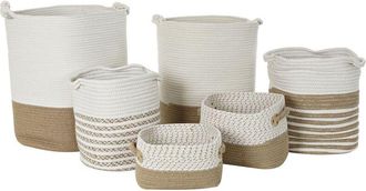 DKD Home Decor Juego De Cestas Dkd Home Decor Blanco Algod&oacute;n Jute (45 X 45 X 54 Cm) (6 Piezas)