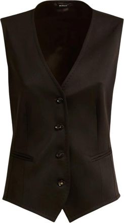 Kiton Bruine Wollen Vest met Stretch - Dames - Bodywarmers - Zwart - S - Wol - Jassen
