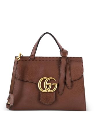 Gucci Borsa a tracolla GG Marmont piccola in pelle - Marrone