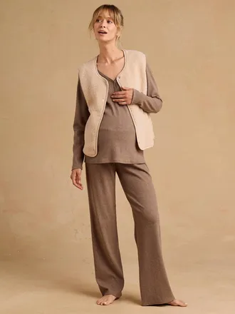 Envie de Fraise 3-teiliger Umstands- und Stillpyjama taupe