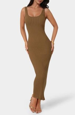 Bebe Sleeveless Ribbed Maxi Dress in Amber at Nordstrom Rack, Size Large