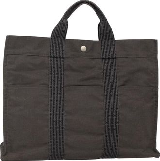 Herm&egrave;s Fourre-Tout Herline Fourre-Tout Herline Gray Canvas Bag (Pre-Owned)