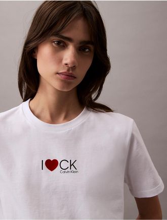 Calvin Klein Jeans Calvin Klein Womens Heart Logo Classic T-Shirt - White - XS