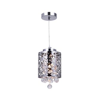 CWI Lighting Eternity 1 Light Drum Shade Mini Pendant With Chrome Finish