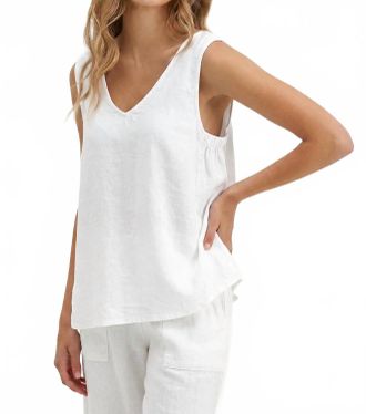 M Made in Italy Woven Tank Top In White