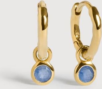 Monica Vinader Gold September Birthstone Huggie Earrings Blue Sapphire
