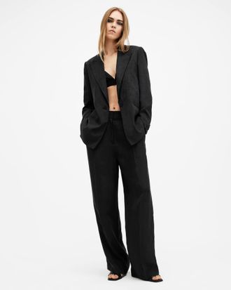 AllSaints Tencel Lyocell Averie Ten Wide Leg Trousers, Size: UK 10/US 6
