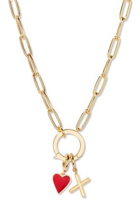 Brook & York Cameron Initial Heart Charm Necklace in Gold X at Nordstrom