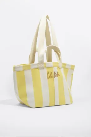 Bimba & Lola Striped Cotton Maxi Beach Bag in Stripes Limelight at Nordstrom