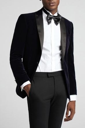 Antique Rogue Mens Slim Fit Velvet Dresswear Jacket - Navy - Size 38 Regular