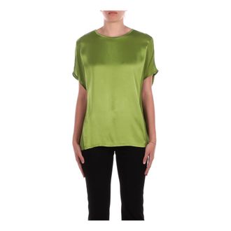 Manila Grace Blouses, female, Green, L, Logo Back Blouse Regular Fit Viscose
