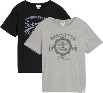 Bonprix T-Shirt BONPRIX, Herren, Gr. 60/62 (XXL), schwarz, hellgrau meliert bedruckt, Jersey, Obermaterial: 90% Baumwolle, 10% Viskose, bedruckt, mehrfarbig, 