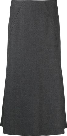Alberta Ferretti A-line high-waist midi skirt - women - Virgin Wool/Elastane/Cupro/Acetate - 40 - Grey