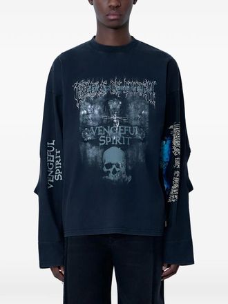 VETEMENTS Spirit graphic-print long-sleeve T-shirt - men - Cotton - S - Black
