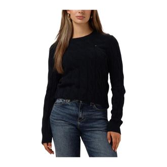 Tommy Hilfiger Truien & Vesten, Dames, Blauw, XS, Wol, Zachte wol kabel rolnek trui