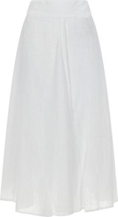 120% Lino Flared Silhouette High Waist Skirt