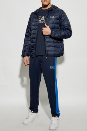 Emporio Armani Down Jacket With Hood, Mens, Navy Blue