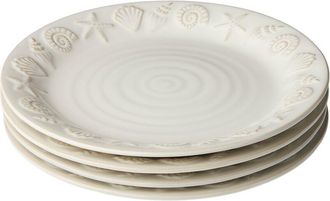 Certified International Coastline Cream Set Of 4 Dinner Plates
