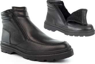 Generic Mens Leather Boots Mens Zip Fastening Boots Size 6 Boys Boot Size 6 Thermal Boot Leather Upper Faux Fur Zip Fastening Wide Open Thermal Sizes 6-12 Bla