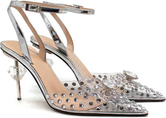 Perspex Crystal-Embellished Stiletto Pumps Size 36