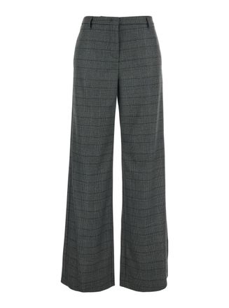 Plaîn Grey Trousers With Striped Motif In Wool Woman
