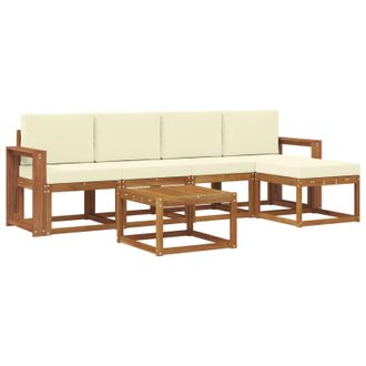 vidaXL Conjunto De Sof&aacute;s De Exterior Con Coj&iacute;n 6 Pcs Natural Y Crema Vidaxl