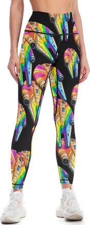 Generic Star Wars Rainbow Millennium Falcon Leggings for Women Printed Yoga Pants Biker Pant Running Gym Joggers 2XL