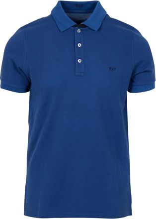 Fay Polo in Piquet Stretch - Heren - Polos - Blauw - L - Katoen - Tops