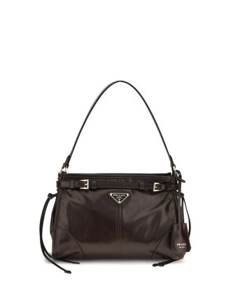 Prada Womens Handbag Bonnie Leather Dark Brown Calf Handbags Hand Bags