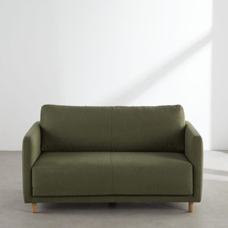 Maisons du monde Sof&aacute; cama desplegable de 2 plazas de tela verde caqui