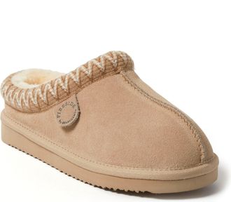 Dearfoams Fireside by Dearfoams Womens Greta Genuine Shearling Clog Slipper with Taping