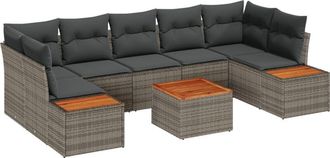 vidaXL Vidaxl - Garden Sofa Set with Cushion 8 pcs Grey Poly rattan