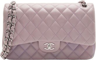 Chanel Purple Lambskin Classic Jumbo Double Flap Bag (Authentic Pre-Loved)