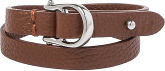 Aigner Brown Leather Double Tour Logo Bracelet