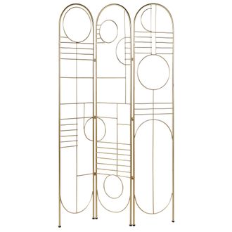Beliani Beliani - Biombo Decorativo De 3 Paneles Plegable Estructura De Metal Hierro Dorado Turania