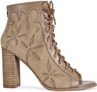 Azalea Wang Mirona Block Bootie in Brown at Nordstrom, Size 10
