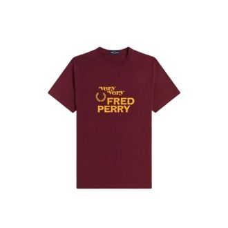 Fred Perry Hombre, Camisetas, Rojo, Talla: L