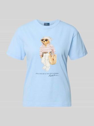 Polo Ralph Lauren Regular Fit T-Shirt aus reiner Baumwolle mit BEAR-Motiv in Hellblau, Gr&ouml;&szlig;e XXL