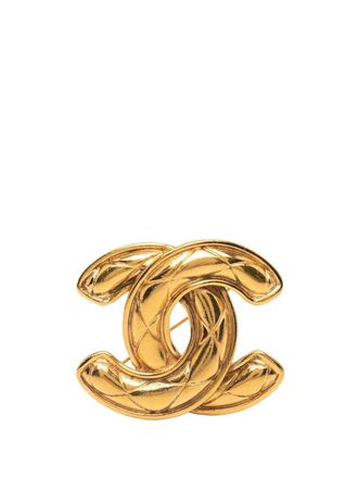 Chanel 1970-1980 Gold Plated CC Quilted Brooch costume brooch - women - Gold Plated - One Size