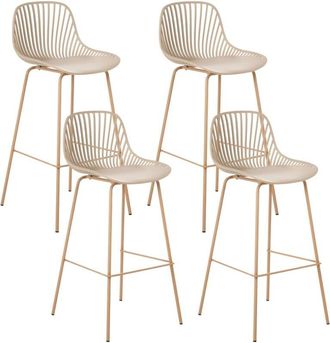 Beliani Set of 4 Bar Chairs KLEVE Beige