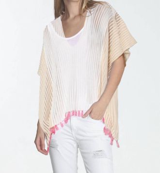 Label+Thread Amelia Tassel Poncho In White/ecru