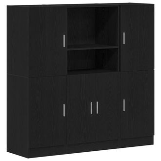Berkfield Home 3 Piece Kitchen Cabinet Set Black Engineered Wood