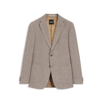 BOSS Slim-fit blazer in a patterned virgin wool blend