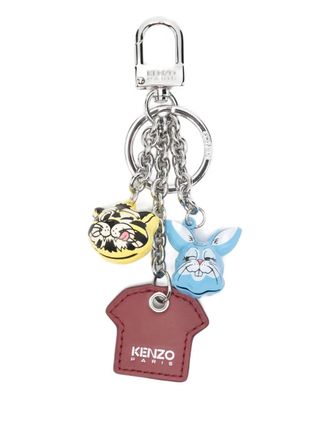 Kenzo tiger rabbit charm keyring - women - Calf Leather - One Size - Red