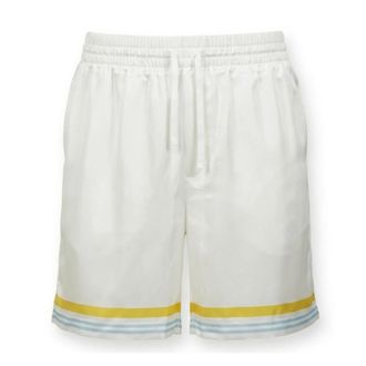 Casablanca Tennis Landscape Silk Shorts - male - Casablanca - Casual Shorts - White - XL - Shorts