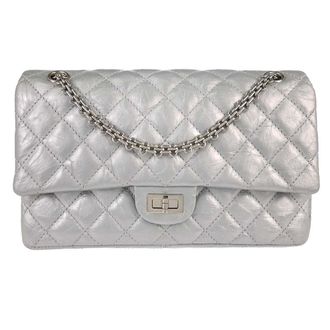 Chanel Reissue 2.55 Double Compartment Flap Quilted Aged Calfskin Silver Calfskin Handbag (Pre-Owned)