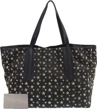 Jimmy Choo London Black Leather Tote Bag (Pre-Owned)